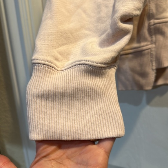 7 For All Mankind Light Pink Off Shoulder Oversized Seamed Sweatshirt S - Picture 5 of 9